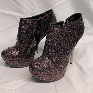 Colorful glittery booties